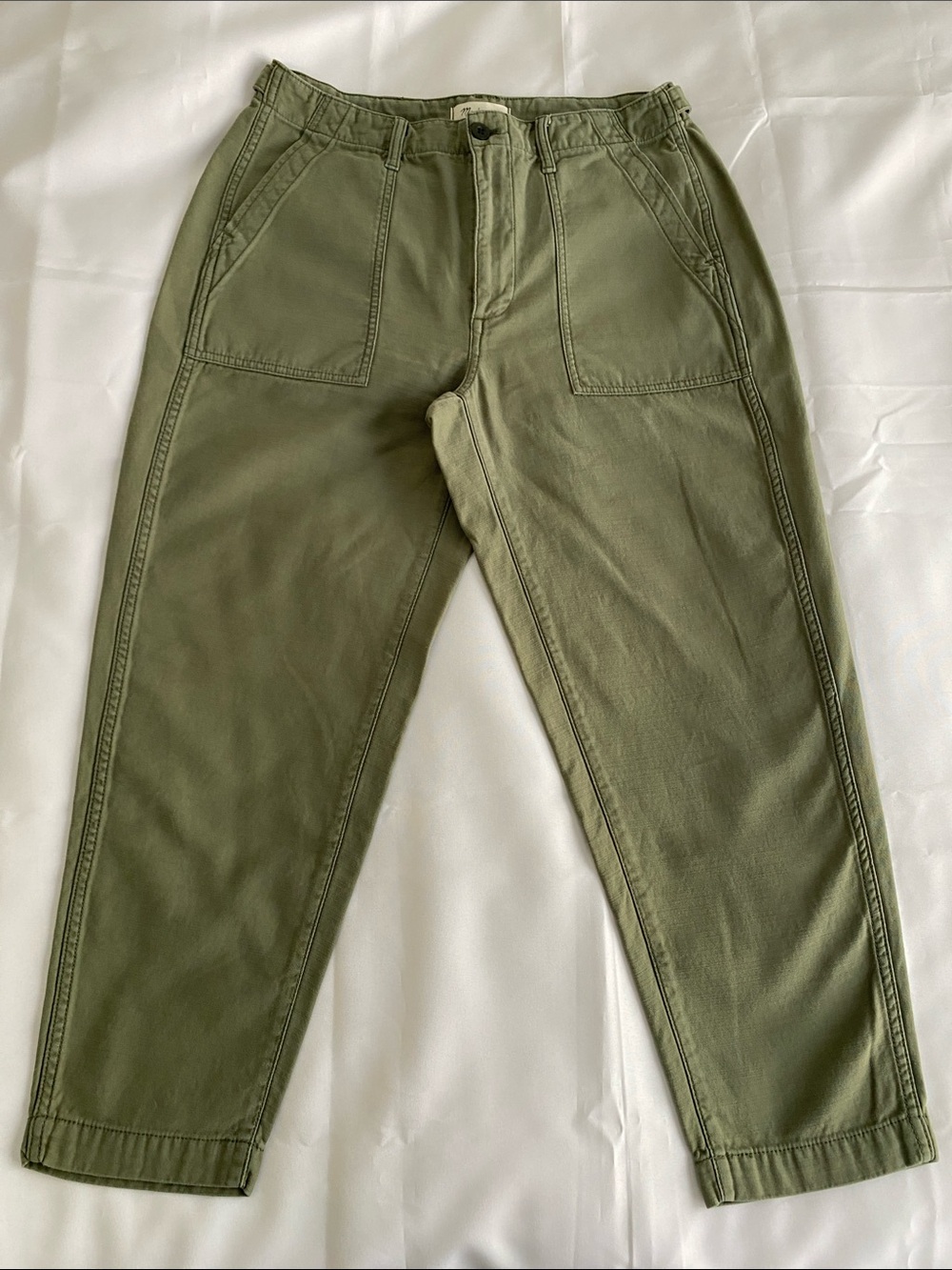 Madewell Olive Green Straight Leg Cropped Utility Pants Size 28